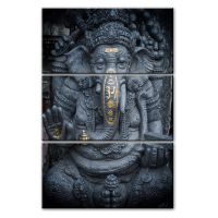 ZZYYWW Hindu Gods ผ้าใบภาพวาดสำหรับห้องนั่งเล่น-Ganesha,พระอิศวรและ Vishnu-3แผง Modular รูปภาพ-Wall Art พิมพ์-Cuadros Decor