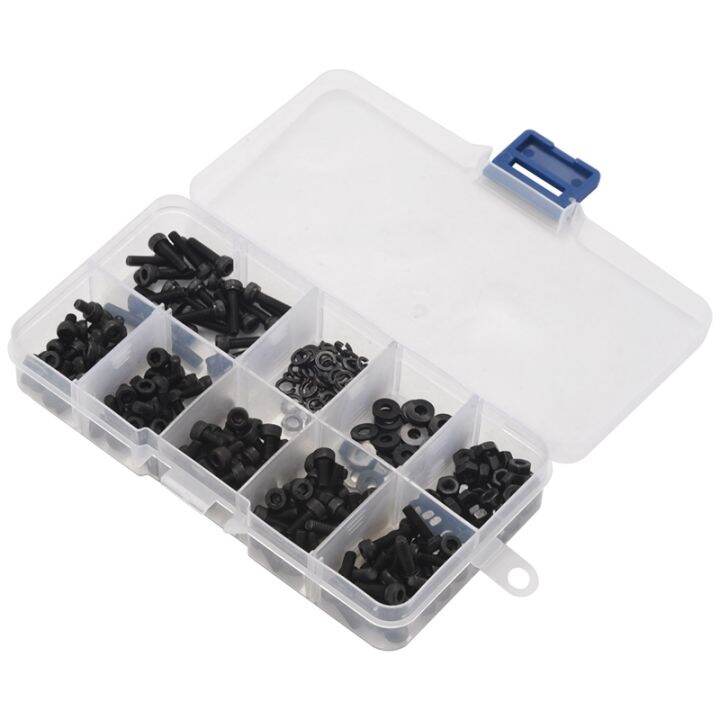 300-pcs-nuts-bolts-set-hex-bolts-nut-and-washer-assortment-screws-bolts-m3-tool-kit-with-plastic-box-black