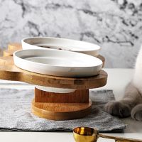 （glistening shop）เซรามิคสำหรับสัตว์เลี้ยงที่ถอดออกได้ชามอาหาร Sholder Cat FeederDog Feeding Dishes For Eating Drinking