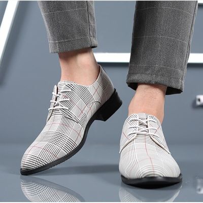 Men Classic Business Shoes Luxury Design Fashion Pointed Toe Lace-Up Formal Wedding Shoes Canvas Male Footwear Plus Size 38-48
