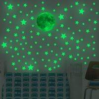 [24 Home Accessories] สติ๊กเกอร์เรืองแสง Decoretion Green Stars Moon Light สติ๊กเกอร์ติดผนังเด็ก39; S Fair Home Kids Bedroom Home Decoretion