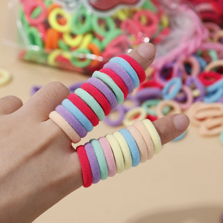 แหวนผ้าเช็ดตัวสำหรับเด็ก300ชิ้นไม่ทำให้แหวนเชือกรัดผมยางรัดยางยืดเนคไทเด็กเครื่องประดับผมสำหรับเด็ก