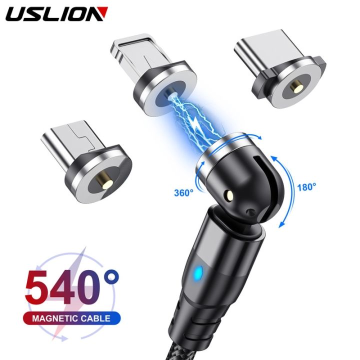 hot-ruxmmmlhj-566-สายไมโคร-usb-แม่เหล็กชนิด-c-หมุนได้540องศาสำหรับ-iphone11-pro-xs-max-samsung-xiaomi-สายชาร์จ-usb-ข้อมูลที่ชาร์จได้อย่างรวดเร็ว