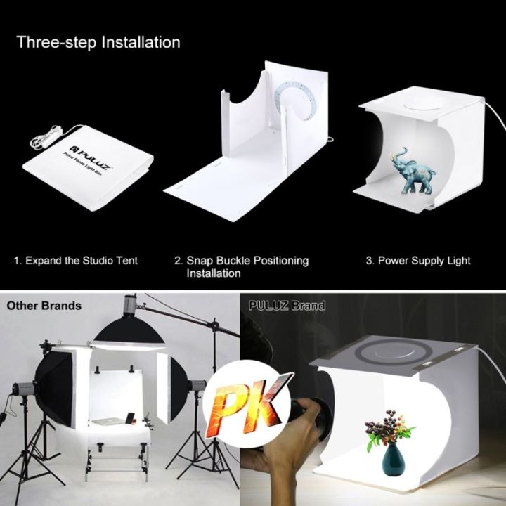 puluz-studio-box-lightbox-30x30cm-กล่องไฟถ่ายสินค้า-สตูดิโอถ่ายภาพ-light-room-กล่องสำหรับถ่ายภาพสินค้า-ตู้ถ่ายสินค้า-พร้อมไฟ-led-ปรับไฟได้