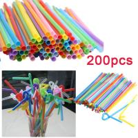 ❄◆ 100pcs Disposable Straws Flexible Juice Drinking Straws Bendy Mixed Colours Exquisite Elegant Creative Portable Bar Accessories