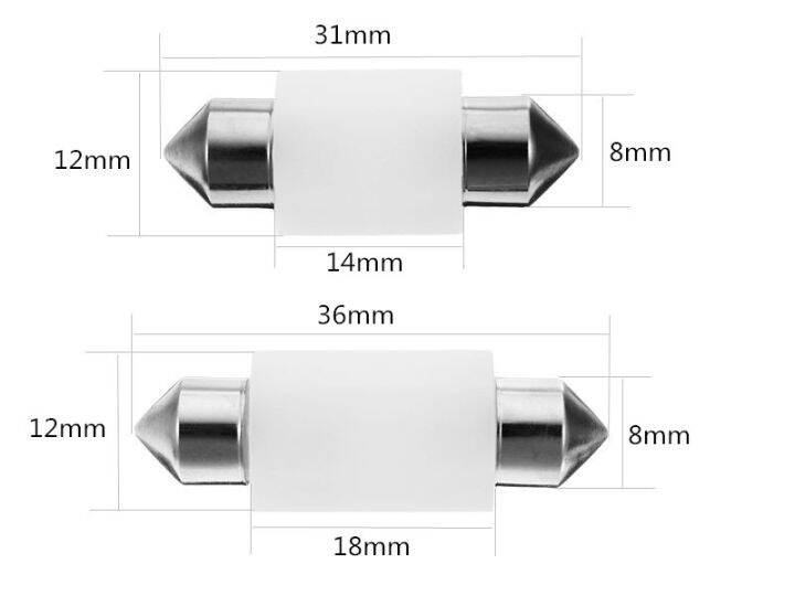 2ชิ้น12โวลต์สีขาว31-36-39-41มิลลิเมตรหลอดไฟ-led-c5w-c10w-ไฟ-led-รถยนต์ประดับด้วยพู่ห้อยแสงภายในรถยนต์หลอดไฟอ่านหนังสือโคมไฟทรงโดม