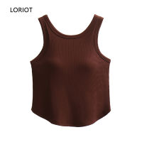 LORIOT เสื้อกล้ามสายเดี่ยวยางพาราเสื้อกล้ามแบบมีบราสำหรับผู้หญิง,เสื้อกล้ามลำลองแขนกุดเซ็กซี่ SA1537เกาหลี