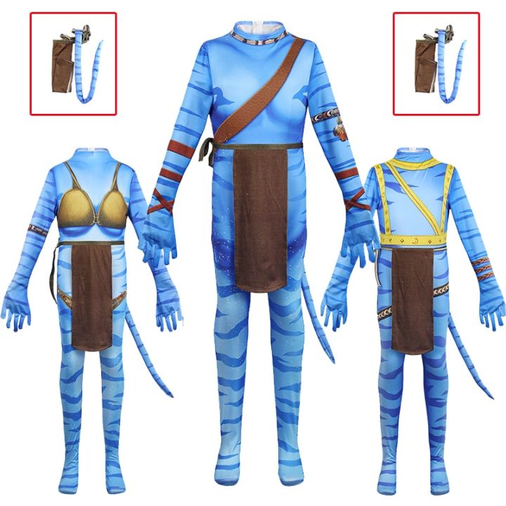 Avatar Costumes Kids Movie Jake Sully Neytiri Bodysuit Outfit Boys Girls  Catsuit Bodysuit Halloween Carnival Party Dress Costume 