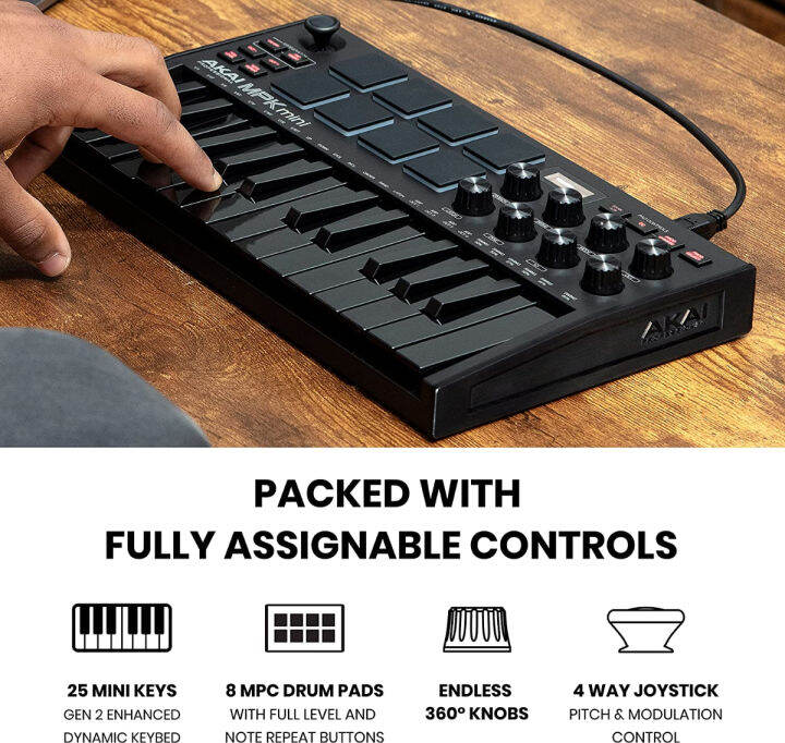 akai-professional-mpk-mini-mk3-25-key-usb-midi-keyboard-controller-with-8-backlit-drum-pads-8-knobs-and-music-production-software-included-black