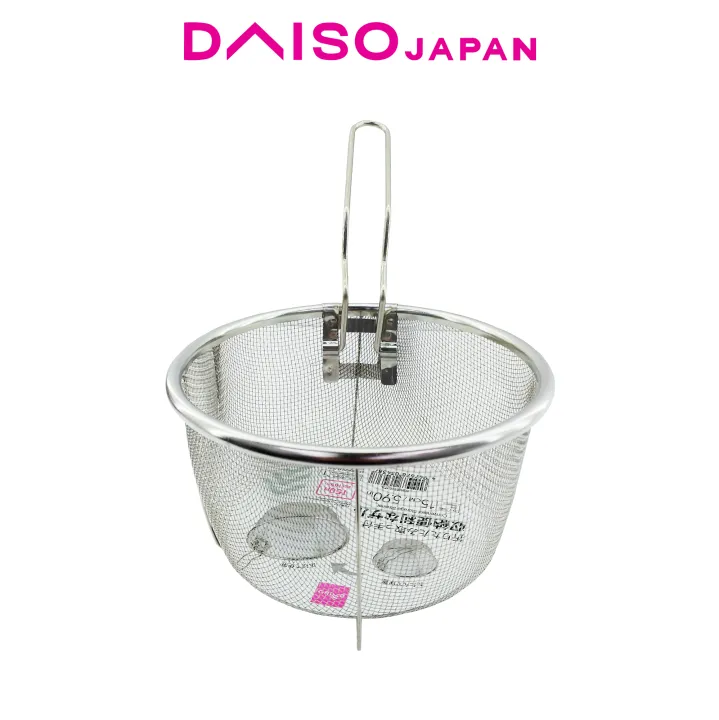 Daiso Stainless Steel Strainer with Stand and Foldable Handle Lazada PH