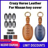 คุณภาพสูง Crazy Horse หนังสำหรับ Nissan Key Cover Remote Key Case พร้อม Key ผู้ถือ Fod พวงกุญแจ Creative Alloy โลหะ Urvan Sentra Almera X-Trail Patrol Navara Frontier Cefiro Juke 370Z Grand Livina Altima Sylphy