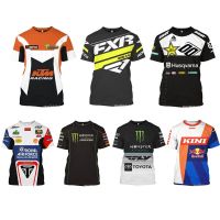 T SHIRT   Cycling sports shirt Mens motorcycle cross-country sports shirt Red Bull KTM2023 bicycle short-sleeved mountain bike sports shirt Mountain bike sports shirt