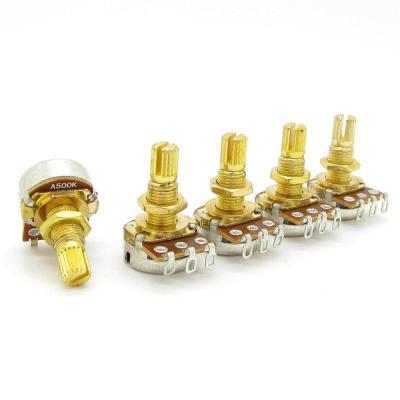 Potentiometer เสียง &amp; หม้อโทนเสียงสวิทช์ควบคุม A500k แยก Shaft Potentiometers Taper Gold Pack Of 5