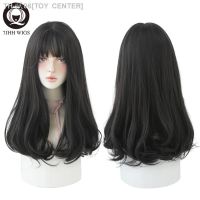 7JHHWIGS Long Wavy Synthetic Black Wigs For Women With Fringe Fashion Heat Resistant Mid-Length Daily Straight Light Brown Hair [ Hot sell ] TOY CENTER