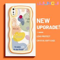 Jjlingji เคสสำหรับ Realme 3 Pro เคส3i Realme แฟชั่นดีสุขสันต์วันดีไซน์ใหม่ครีมขอบคลื่นโปร่งใสลายกล้องถ่ายรูปเคสมือถือกันกระแทกแบบใสนุ่มเรียบง่ายปลอกป้องกันอ่อนโยน