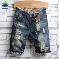 【YD】 2023 Mens Hole Denim Shorts Men Fashion Straight Ripped Biker Short Jeans Male Brand Clothing 40