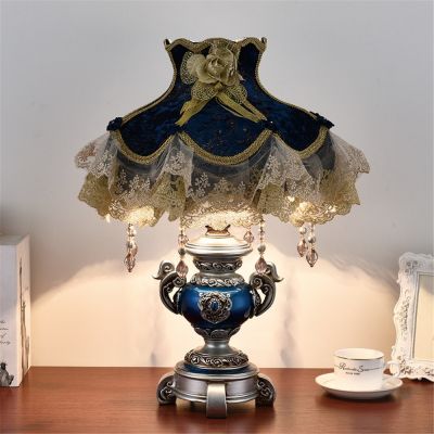 Luxury Laced Jewel Table Lamp - 22 H - Desk Lamp - Lamp for Bedroom - Bedside Lamps Victorian Desk Lamp Cloth Art Resi