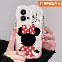 YIWESAN เคสสำหรับ Vivo Y35 5G Y36 5G เคส Y35ลายมินนี่น่ารักปลอกขอบครีมกันกระแทกแบบนิ่มทนต่อการขีดข่วนเคสโทรศัพท์โปร่งใสซิลิโคน TPU ป้องกันการตกหล่นฝาครอบป้องกันเลนส์กล้องถ่ายรูป