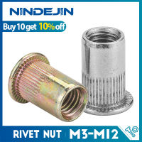 NINDEJIN 2-30pcs Flat Head Blind Rivet Nut อลูมิเนียมสแตนเลส M3 M4 M5 M6 M8 M10 M12 Rivnut สังกะสี Cap Rivet เกลียวอ่อนนุช-vn4958570