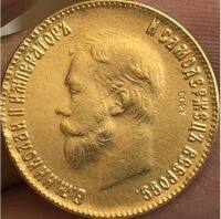 【YD】 24-K Gold plated 1898-1911 russia 10 Roubles gold Coin copy