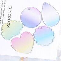 【CC】✈  10pcs Anime Sticker Base Disc Keychain Charms Gradient Diy Crafts Frame Pendant Jewelry Make