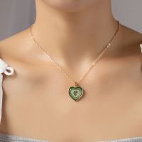 17KM Multi-layered Oil Drop Love Necklace Colorful Heart-shaped Pendant Necklace Gold Chain Choker Women Accessories Jewelry