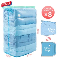 Flat /Cube Vacuum Storage Bags-2 in 1 Upgraded Cap-free Air Valve Vacuum  Storage Bags Space Saver, Closet Organizers Free Up 80% Space, Extra Large  Sealer for Comforters Blankets Bedding's Clothes Quilts Duvets