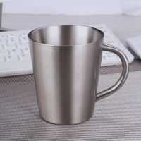 1Pc Stainless Steel Simple Water Cup Anti-fall Beer Tea Drinking Coffee Double-layer Mug Espresso Double Layer