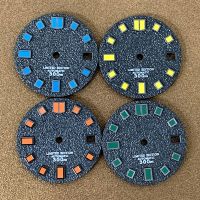 【YF】 Yellow/Green/Bblue/Orange Optional 28.5mm/1.12  Men Watch Dial Ice Snowflake Metal For NH35 Movement Replacement Parts