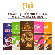 Kẹo socola sữa bánh cookie, hạnh nhân, hạt điều, dừa, không nhân 50g FIGO