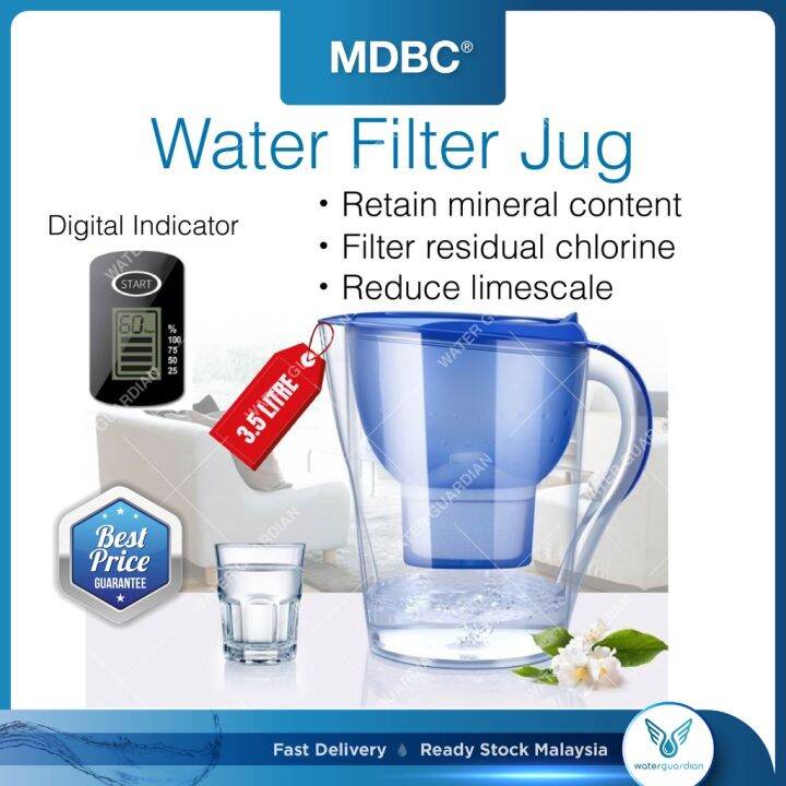 Water Filter Jug 3.5L Digital Water Purifier Activated Carbon