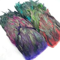 1Meter natural Rooster Tail Feathers trims fringe plumas ribbons Sewing Wedding decorations crafts 13-18cm