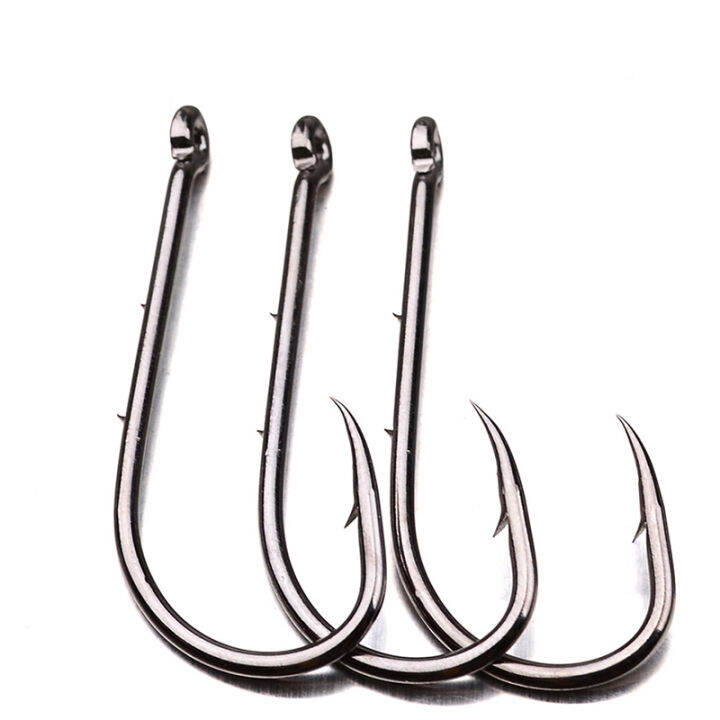 laogeliang-100ชิ้น-ล็อต-carbon-steel-fishing-hooks-head-big-crank-bass-hook-crank-หนาม-hook