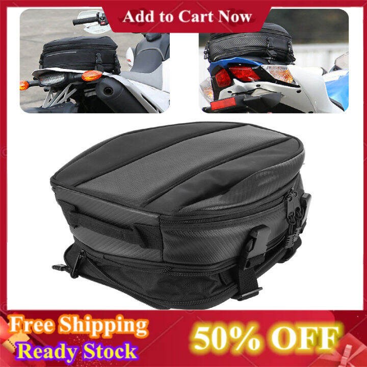 Motorcycle Rear Seat Bag Waterproof Back Saddle Helmet Tail
