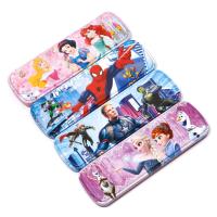 กล่องดินสอสองชั้นวีรบุรุษการ์ตูนความจุสูง Tinplate Double layer pencil case Marvel Spiderman  Frozen princess  Tinplate กล่องใส่ปากกาสองชั้น