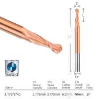 เอกซ์แคนเครื่องกัดปลายหัวบอล2ขลุ่ย Cnc บิทเลาเตอร์เกลียว1/83ก้าน175มม. ก้านคาร์ไบด์เคลือบทิกเครื่องตัดมิลลิ่งสำหรับการตัดอลูมิเนียม