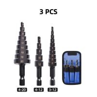 3-12/4-12/4-20/4-32 Mm Hss Straight Groove Cone Step Drill Bit Set Titanium Coated Wood Metal Hole Cutter Tapered Drilling Tools