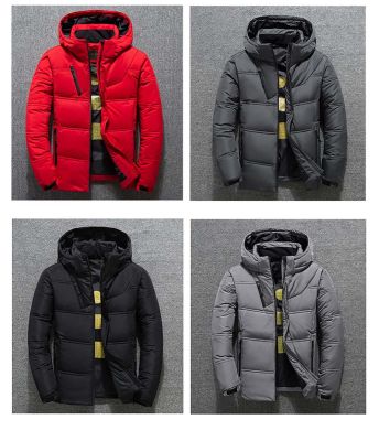 ZZOOI 2020 Thick Warm Mens Jacket Thermal Thick Coat Snow Red Black Parka Male Warm Outwear - White Duck Down Jacket Men
