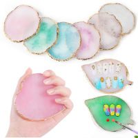 1Pcs รอบเรซิ่น Agate Stone Nail Art Palette เคล็ดลับเล็บปลอมผสมสี Drawing พาเลทเล็บเครื่องมือเจล Polish ชั้นวางจอแสดงผล ~