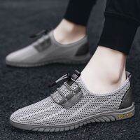 HOT★ตาข่ายรองเท้าผู้ชายคลาสสิก Breathable สีทึบสายคล้องคอ Loafers Anti-Collision Casual รองเท้าผ้าใบ Zapatillas Hombres