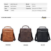 JEEP BULUO กระเป๋าถือขนาดใหญ่ยี่ห้อผู้ชายธุรกิจ Wrok Office กระเป๋าสะพายสำหรับ9.7ใน ชายหนัง Crossbody Messenger กระเป๋า