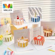 MMLUCK Handwriting 3D Birthday Cake Card with Envelop Blessing Birthday