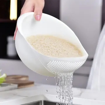 Rice Wash Sieve Plastic Pink Rice Washer Strainer Multipurpose Drain Basket  For Vegetable Fruit