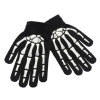 Punk s Unisex Halloween Skeleton Skull Half Finger s Glow In The Dark Fingerless Stretch Knitted Winter Mittens s2023