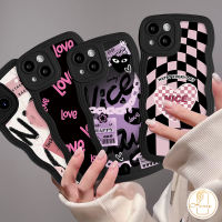 เคสสำหรับ Samsung A13 A50s A03 A23 A02s A20s A50 A53 A12 A04s A03s A32 A52 A33 A51 A21s ขอบลอนกราฟฟิตีรักหัวใจ Comme Des Garcons เคสดอกไม้นุ่ม