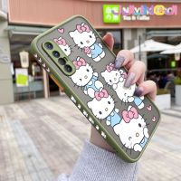 Jlingji เคสสำหรับ OPPO Reno 3 Pro 4G Reno 3 Pro 5G Find เคส X2 Neo ลายการ์ตูน Hello Kitty บางขอบสี่เหลี่ยมด้านข้างกันกระแทกดีไซน์ใหม่มีน้ำค้างแข็งโปร่งใสแข็งเคสมือถือปลอกซิลิโคนคลุมทั้งหมดกล้อง Softcase