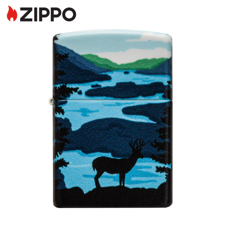 zippo-deer-landscape-design-540-color-windproof-pocket-lighter-zippo-49483-lighter-without-fuel-inside-การออกแบบภูมิทัศน์กวาง-ไฟแช็กไม่มีเชื้อเพลิงภายใน