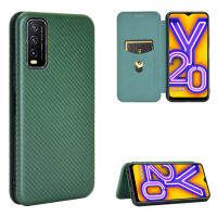 เคสสำหรับ Vivo Y20/Y20S/Y20i/Y11S/Y12S/V20/V20SE/V20 Pro/S7/S7E 5G/Y73S/Y31 Y51 Y70 2020/Y72 5G/IQOO Z3 5G/IQOO7 5G U1X U3 U3X คาร์บอนไฟเบอร์แม่เหล็กเคสแบบพับปิดได้พร้อมช่องใส่การ์ดเคสใส่โทรศัพท์