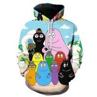 เสื้อสเวตเชิ้ตแบบสวมหัวมีฮู้ด2การ์ตูน Barbapapa สำหรับวัยรุ่นแขนยาวเด็กผู้หญิงผู้ชายเสื้อโค๊ตใส่ออกกำลังกายเสื้อฮู้ดสตรีทฮิปฮอป