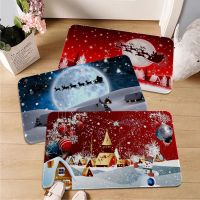 Merry Christmas day Printed Flannel Floor Mat Bathroom Decor Carpet Non-Slip For Living Room Kitchen welcome Doormat